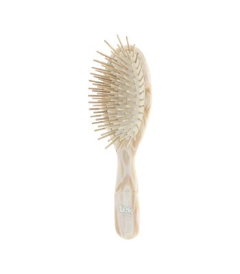 Big oval brush with long wooden pins pearly white